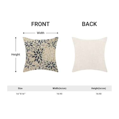 AEIOAE Navy Blue Dahlia Pillow Covers 16 x 16 Inch Set of 2, Vintage Geometric Dahlia Flower Throw Pillow Covers Farmhouse Outdoor Floral Decorative Pillows for Couch Home Sofa Living Room - color: Navy Blue Floral, size: 16" x 16" (Pack of 1)