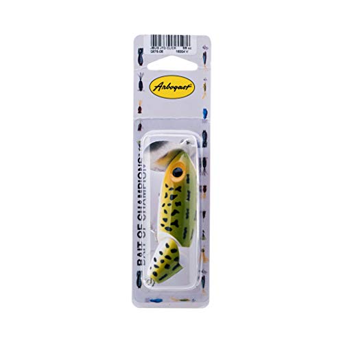 Arbogast Jitterbug Topwater Bass Fishing Lure - Excellent for Night Fishing - color: Frog White Belly, size: 3 1/2", 5/8 oz