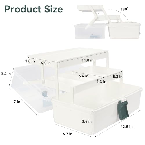 WEWLINE 13-Inch Art Box Organizer 3-Layer Craft Storage Organizer Sewing Kit Box with Handle Art Bin for Home,School,Office,Travel - color: WHITE