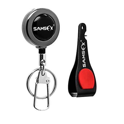 SAMSFX Fly Fishing Tippet Line Cutter Fishing Nippers Mulit-Tool with Zinger Retractors - color: Pin-On Retractors, 16" Steel Cord