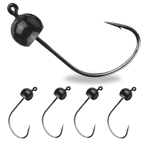 Reaction Tackle Tungsten Bladed Underspin Swimbait Hooks, Weighted Weedless Jig Heads for Bass, Pike, and Musky, Freshwater and Saltwater Fishing (3-Pack) - color: Black, size: 1/16 oz