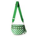 Crossbody Bags for Women, Spacious Nylon Belt Purse Fanny Packs, Crescent Oversized Checkered Bum Bag (Checkered - Green) - color: Checkered - Green