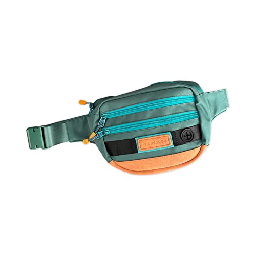 Wilderdog Utility Fanny Pack stores Treats, Balls, Keys in 3 Pockets with adjustable strap and Poop Bag dispenser (Evergreen) - color: Evergreen
