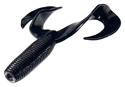 Yamamoto Custom Baits Double Tail Grub Soft Plastic Bait, 20-Pack, Bass Fishing Soft Plastic Lure, Multiple Sizes & Colors - color: BLACK W/ LARGE BLUE FLAKE, size: 4"