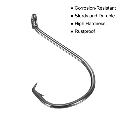 PATIKIL Fishing Circle Hooks, Carbon Steel Offset Hook with Barbs for Freshwater Saltwater - size: 42mm/1.65"