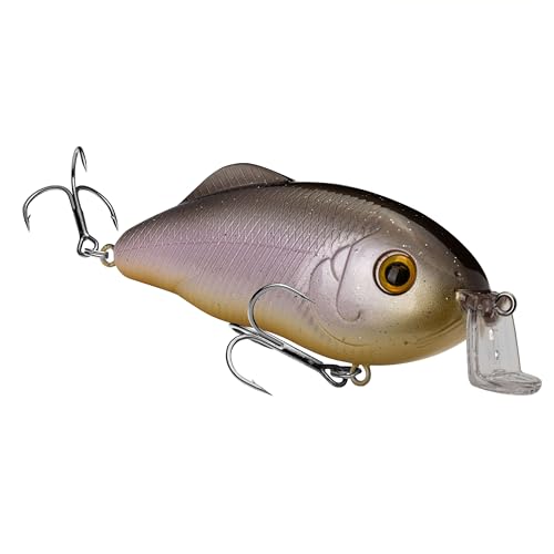 Strike King Hybrid Hunter Shallow Jr. Fishing Lure, Shallow Diving Crankbait, 90-Degree Bill, 3D Eyes, Loud Rattle, Dives 1 to 3-Feet,Size 4 & 6 Treble Hooks - color: Sweet Shad, size: 1 oz
