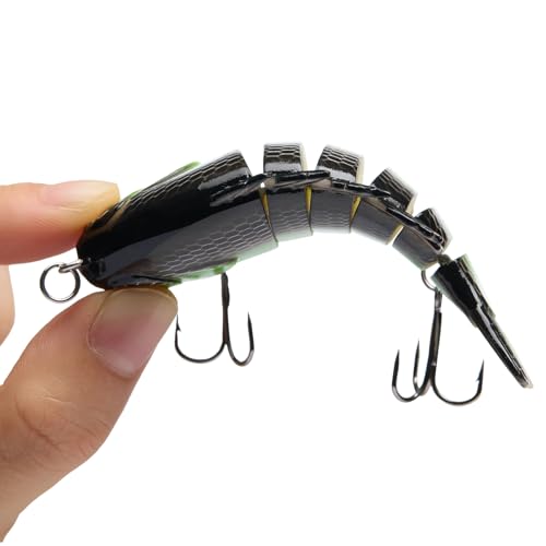 BASSDASH SwimPanfish Multi Jointed Panfish Bluegill Swimbaits Hard Topwater Bass Lures Fishing Lure Crank Saltwater 3.5in/0.85oz - color: Fluorescent White Shad