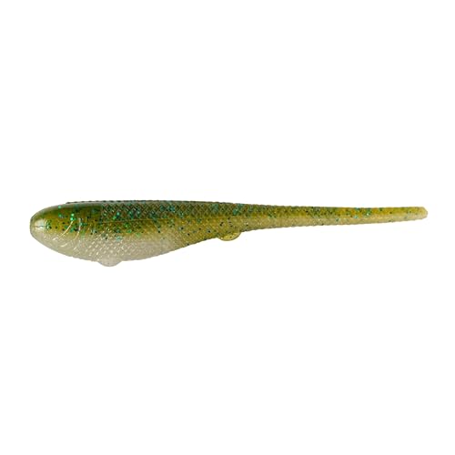 YUM Sniper Shad Soft Plastic – Realistic Minnow Bass Fishing Lure, Jig Head & Underspin Trailer, 3” 4” 5” Sizes, Multiple Colors - color: Tenkiller Gold, size: 3"