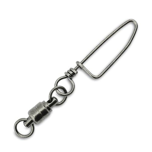 AFW Solid Brass Ball Bearing Snap Swivels with Welded Rings - Black Finish, Up to 450 lb Test Capacity, Patented Bullet Shaped Head for Reduced Water Resistance, Fluid Rotation - size: 50 pc, #8, 350 lb test