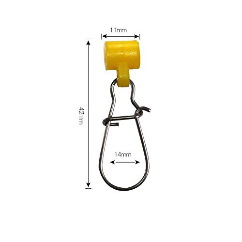 50pcs Fishing Line Slide with 6# Duo-Lock Snap High-Strength Slider, Fish Finder Rig Slides for Fishing, Yellow 1.65inch 150lbs