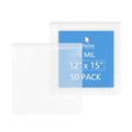 iMailer - 6 Mil Thick Zip Poly Bags(50 Pack, 12x15 Inches) - Heavy Duty Resealable Plastic Bags for Food, Tools, and Crafts - Durable and Reusable Storage Solution - size: 12" x 15" 50 PACK