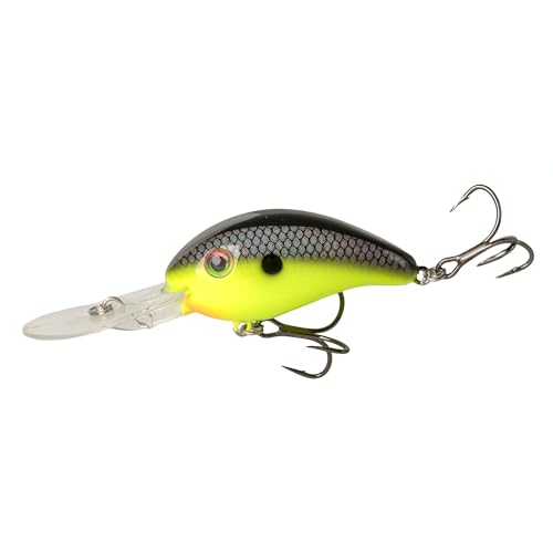 Strike King (HC3XDE-432) 3XD Elite Fishing Lure, Deep Diving Crankbait, 2-Inches, 7/16-Ounce, Dives to 10-Feet, Rattle Chambers, Size 4 Mustad Triple Grip Hooks, Chartreuse Baitfish