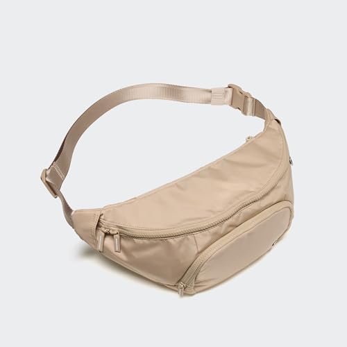 Pander Everywhere Belt Bag Crossbody Fanny Pack with Mesh Pockets and Adjustable Strap, 6L / Raw Linen - color: Raw Linen, size: 6L (104cm Strap)