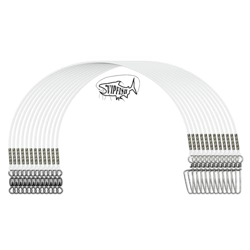 Fishing Fluorocarbon Leader with Crane Swivel and Snaps - Heavy Duty 20-80lb Fluorocarbon Leader Connects Lures, Bait, or Hooks for Saltwater & Freshwater Fishing - color: Clear Fluoro Leader(12Pack), size: 20LB, 8"