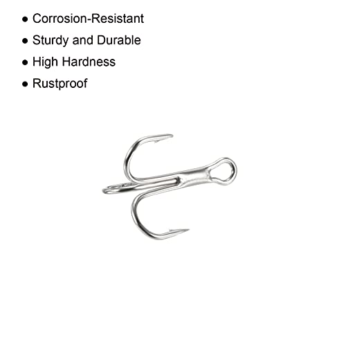 PATIKIL Treble Fish Hooks, Carbon Steel Sharp Round Bend Hook Triple Barbed Hook for Freshwater Saltwater - color: White, size: 9mm/0.35"