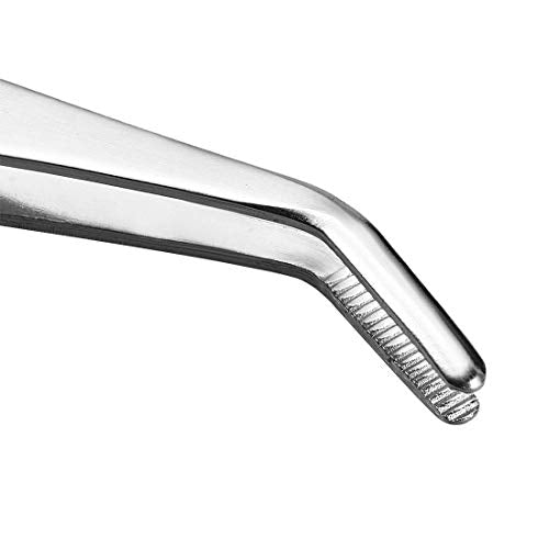 5 Inch Stainless Steel Tweezers with Curved Serrated Tip Multipurpose Forceps for Craft Repairing 2 Pack - size: 5 Inch