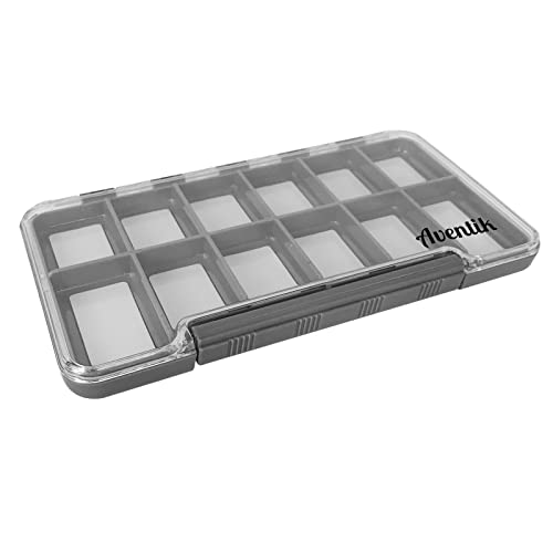 Waterproof Fly Fishing Box Slim Fishing Storage Fishing Tackle Case Multi Magnetic Compartments Tackle Box 7.36"X4.02"X0.63" (187X102X16mm)(Grey-12C) - color: Grey-12C