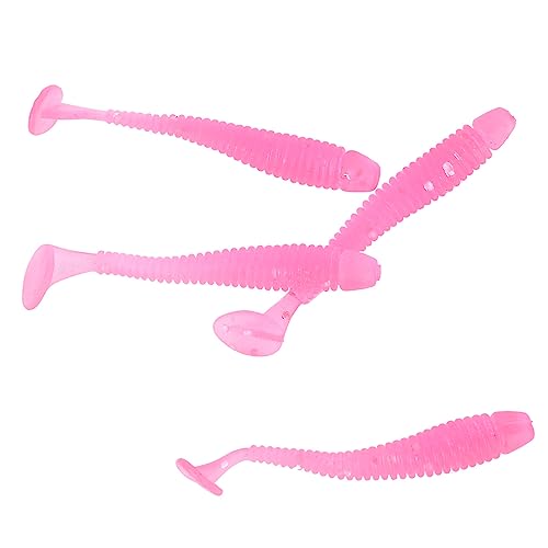 Akozon 50PCS Soft Plastic 5cm Fishing Lures, Ttail Grub Worm Bait, Fish Tackle Accessory in Vibrant Orange Color, Ideal for Fishing Enthusiasts - Pack of 50 - color: Pink