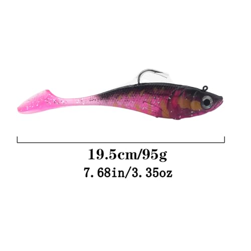 Big Jig Worm Lures Swimming Bait Soft Plastic Fishing Lure for Bass, Crappie, Trout, Pike, Sea Bass, Redfish, Striper,Fishing Lures for Freshwater & Saltwater - color: Red Glitter-1 Piece