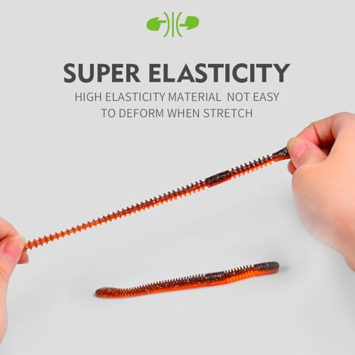 10Pcs/4.7'' Worms for Bait Bass Fishing, Soft Lures Plastic Noodle Wacky Worm Earthworm Silicone Threaded Bait for Ned rig, Fishing Lure Kit for Freshwater Saltwater - color: A