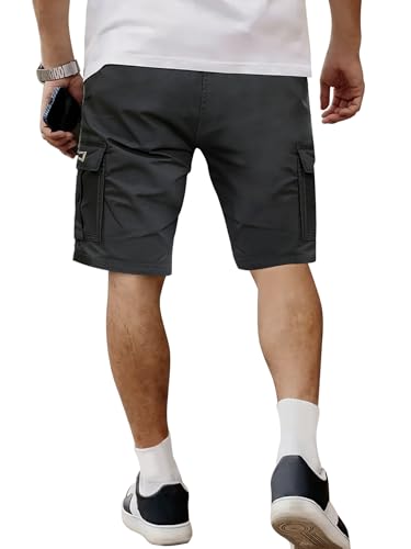 Hidkat Men's Lightweight Cargo Shorts with Drawstring-Breathable,Comfy Casual Outdoor Shorts for Hiking Gym Workout - color: Black, size: Small