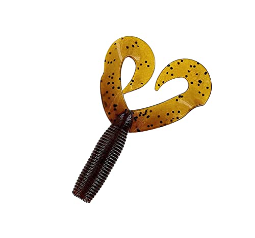 Yamamoto Custom Baits Double Tail Grub Soft Plastic Bait, 20-Pack, Bass Fishing Soft Plastic Lure, Multiple Sizes & Colors - color: DARK PUMPKIN W/ LARGE BLACK FLAKE, size: 5"