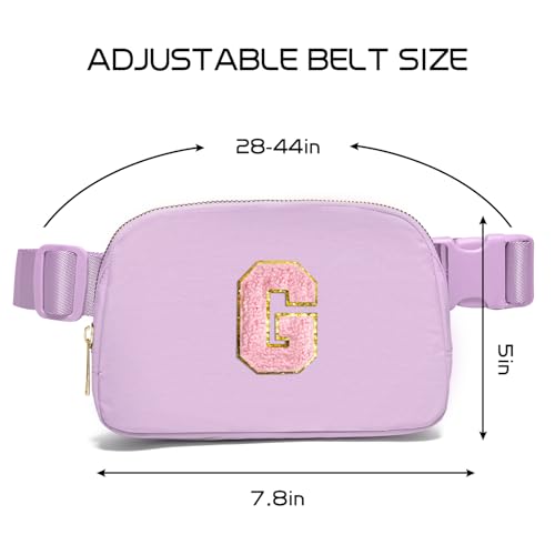Gitus Initial Belt Bag Fanny Pack Crossbody Bag for Girls Birthday Gifts Age 8-10 Teen Girl Gifts Trend Stuff Personalized Letter Gifts for Daughter Sister (Lavender-G) - color: Lavender, style: G