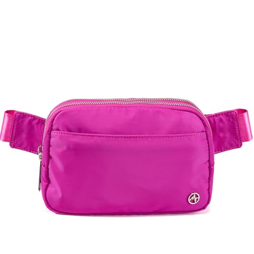 Pander Everywhere Belt Bag for Women, 5 Zipper Pockets Nylon Crossbody Fanny Pack Purse (Grape Purple) - color: Grape Purple