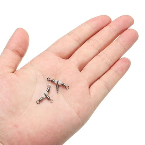 PATIKIL 3 Way Swivel Cross Line T Turn Rolling Tackle with Luminous Beads for Catfish Surf Rig - size: 0.7x0.4 Inch