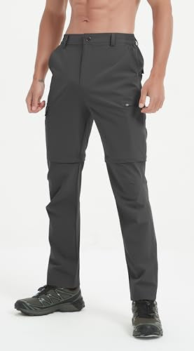 Men's Convertible Hiking Pants Zip Off Quick Dry Lightweight Safari Travel Camping Fishing Cargo Outdoor Pants - color: Grey, size: 40
