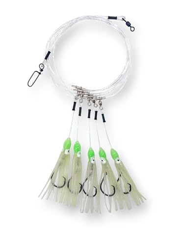 End Game Tackle Company Glow Squid Deep Drop Tilefish Rig, Excellent for Deep Drop Fishing, 8/0 Circle Hooks, 1 Rig - size: 5 Hook