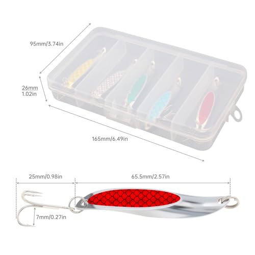 5pcs Fishing Lures Fishing Spoon, Trout Bass Lures Spinning Spoon, Hard Metal Spinner Baits Fishing Lure Spinnerbait