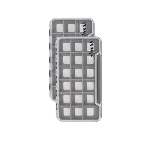 2PACK-Aventik Waterproof Slim Pocket Fly Box - Fishing Hook and Bait Storage Tackle (Large, 18 Magnetic Compartment) - style: L:Grey-18C