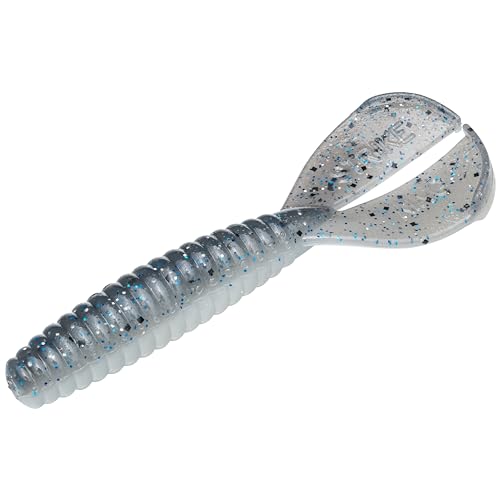 Strike King Rage Twin Tail Menace Grub, 4 Inch, 8 Pack, Bass Lure, Double Tail Grub, Fishing Soft Plastic Lures - color: Smokey Shad
