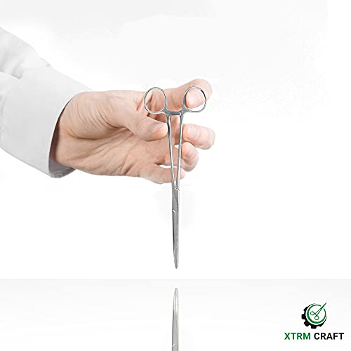 Precision Kelly Hemostat Forceps Locking Tweezers Clamp, Silver, Straight and Curved Stainless Steel (Straight, 8") - size: 8", style: Straight