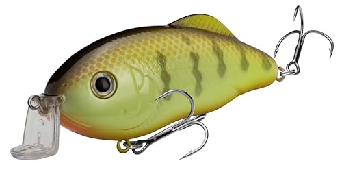 Strike King Hybrid Hunter Jr Crankbait Fishing Lure, 1/2 oz, Reflective 3D Eyes - color: Chartreuse Perch, size: 1/2 oz (Pack of 1)