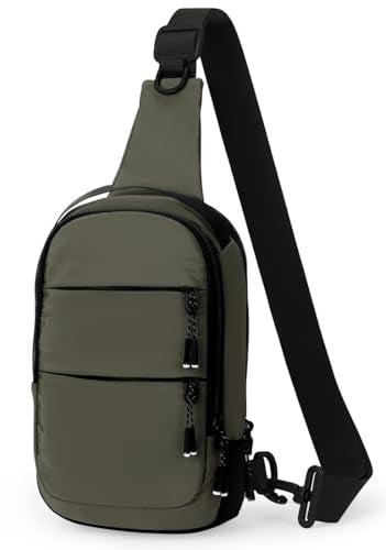 Small Crossbody Bags for Men Women Mini Sling Bag Lightweight Chest Bag for Hiking Travel Sports - color: army green