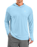 Men's Sun Protection Hoodie Shirts Long Sleeve UPF 50+ Swim Shirts for Men Rash Guard Fishing Shirt Quick Dry - color: Light Blue, size: Medium