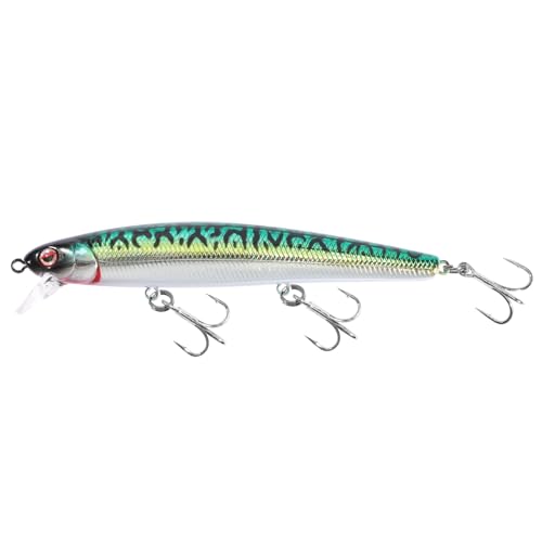 LITTMA California Surf Fishing Lures Saltwater Jerkbait Crankbait Surf Minnow 110/125 - Metallic Sardine Super Glow & Pearl Pink Belly Glow Lures for Halibut & Striper Fishing - color: Green Mackerel, size: 110mm - 5/8oz
