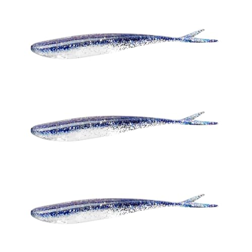 Lunker City Fishing 4.5" Freaky Fish Split Tail Soft Plastic Minnow Bass Lure Stick Bait Shad Jerkbait, 8 Per Bag, Made in The USA - color: 136 Black Ice