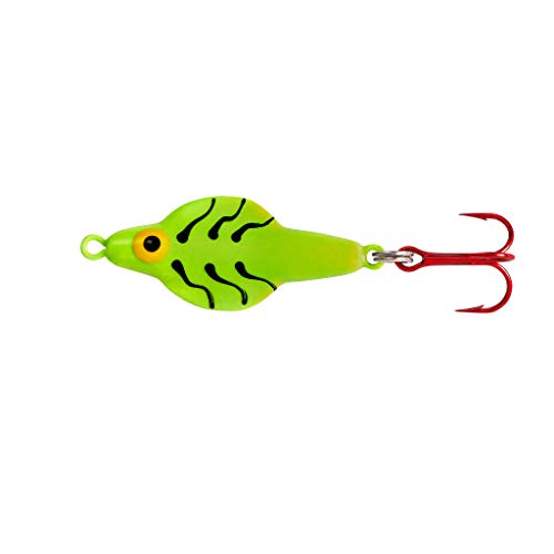Lindy Rattl'N Flyer Spoon Hybrid Ice Fishing Lure Jigging Spoon - color: Chartreuse Tiger, size: 1/4 oz