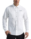 Pioneer Camp Men's Sun Protection Fishing Shirts UPF50+ Long Sleeve UV Quick Dry Cooling Shirts for Travel Camping Hiking - color: White, size: Small