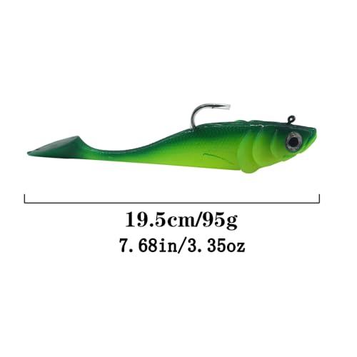 Big Jig Worm Lures Swimming Bait Soft Plastic Fishing Lure for Bass, Crappie, Trout, Pike, Sea Bass, Redfish, Striper,Fishing Lures for Freshwater & Saltwater - color: Green-1 Piece