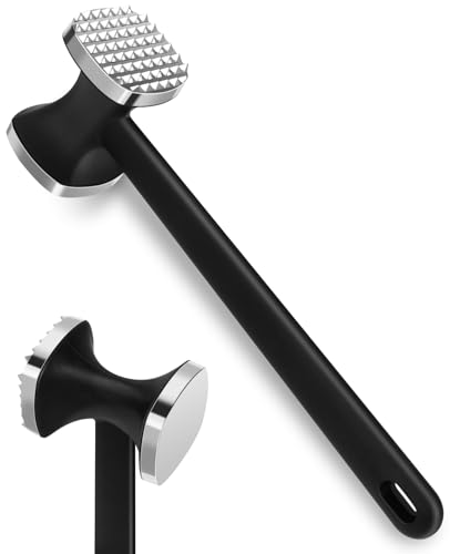 MOSFiATA Meat Tenderizer Hammer with Comfortable-Grip Handle，Dual-side Mallet for Kitchen, Heavy Duty Pounder For Tenderizing Steak, Beef and Fish