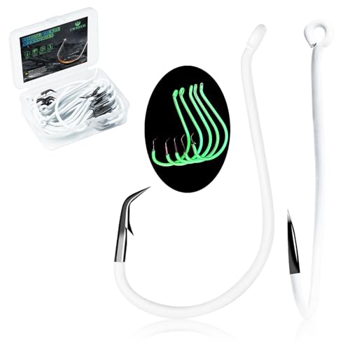 Heavyweight Catfish Hooks/Glow in The Dark Octopus Hooks,50/104pcs, 4X Strong Hooks Size 1-10, Black Nickel/Fluorescent Fishing Hooks for Large Fish, Saltwater Freshwater Use - color: Luminous, size: 3/0-50pcs