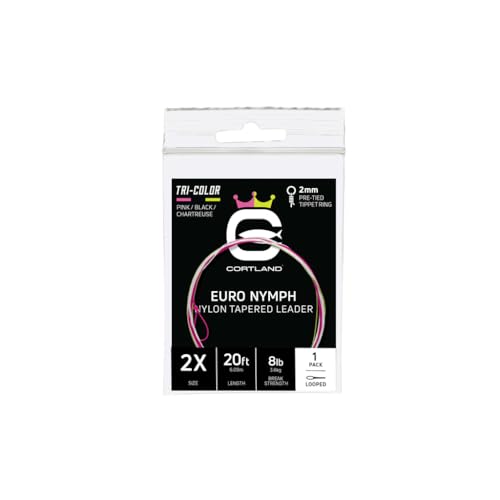 Cortland Euro Nymph Tapered Leader, 1 Pack, 4 Color