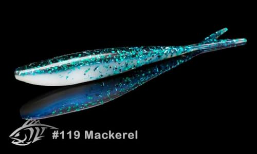 Lunker City Fishing 4.5" Freaky Fish Split Tail Soft Plastic Minnow Bass Lure Stick Bait Shad Jerkbait, 8 Per Bag, Made in The USA - color: 119 Mackerel