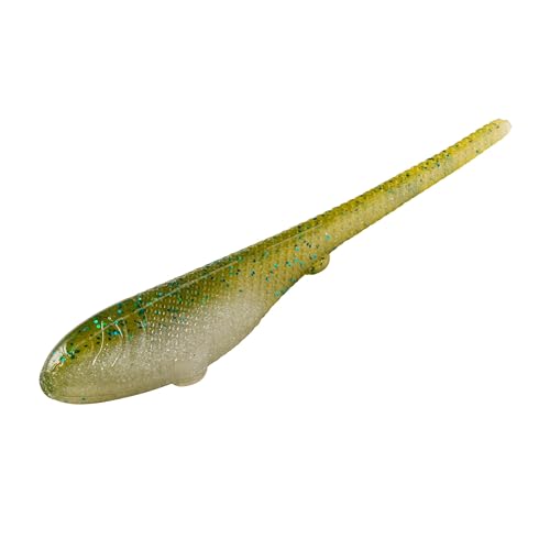 YUM Sniper Shad Soft Plastic – Realistic Minnow Bass Fishing Lure, Jig Head & Underspin Trailer, 3” 4” 5” Sizes, Multiple Colors - color: Tenkiller Gold, size: 3"