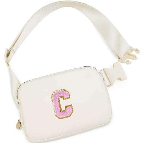 Uygafly Birthday Gifts for 4 5 6 7 8 9 10 11 12 13 Year Old Girl,Gift for Teen Girls Kids Toddler,Personalized Initial Fanny Pack Purse Crossbody Bag Belt Bag Cute Trendy Stuff | Cream,C - color: Cream, style: C
