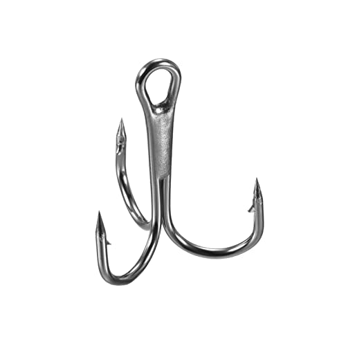 PATIKIL Treble Fish Hooks, Carbon Steel Sharp Round Bend Hook Triple Barbed Hook for Freshwater Saltwater - color: Black, size: 19mm/0.75"